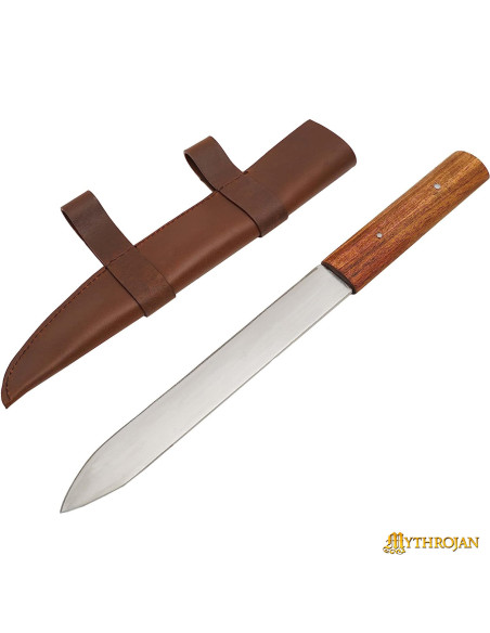 Nordic Viking seax knife with brown...