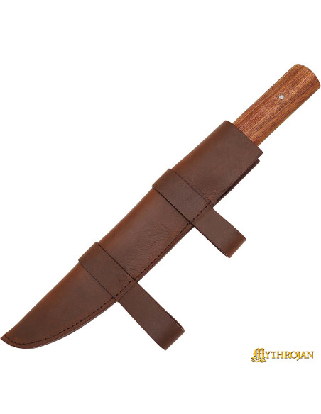 Nordic Viking seax knife with brown...