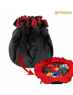 Medieval Drawstring Dice Bag, Black - Red
