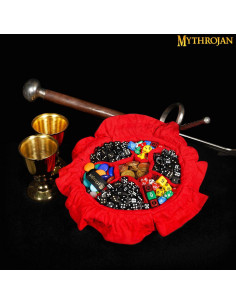Medieval Drawstring Dice Bag, Black - Red 2