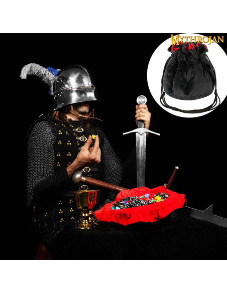 Medieval Drawstring Dice Bag, Black -...