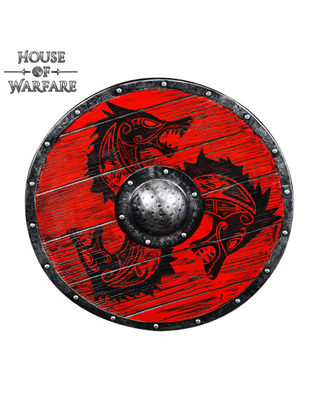 Viking round wooden shield Fenrir model