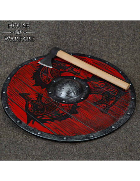 Viking round wooden shield Fenrir model