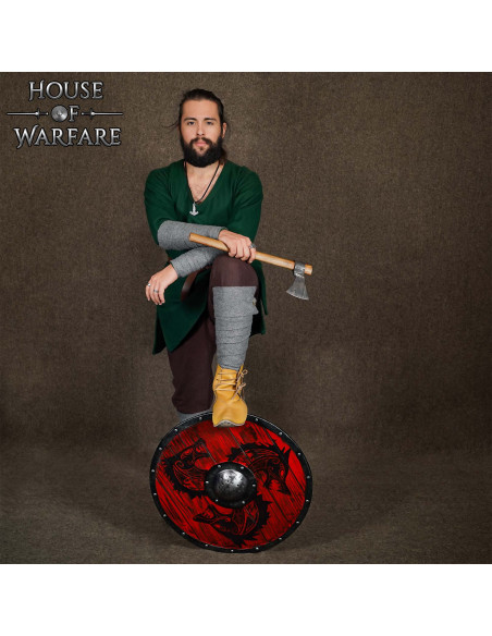 Viking round wooden shield Fenrir model