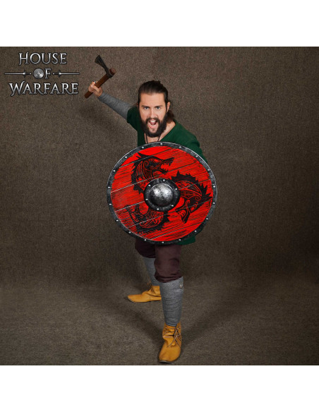 Viking round wooden shield Fenrir model