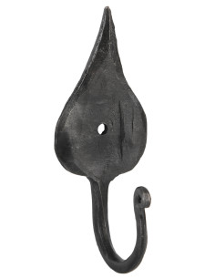 Medieval hand forged wall hook, leaf design