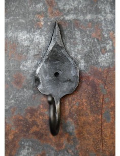 Medieval hand forged wall hook, leaf design 2