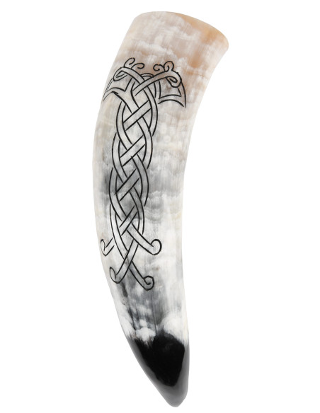 Viking horn carved design of Raven...