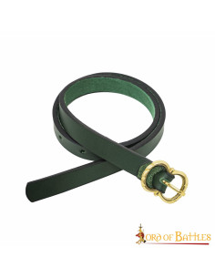 Medieval Renaissance leather belt, green color