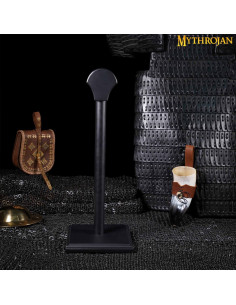 Wooden support for hanging helmets, black