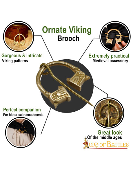 Viking brass fibula wolf design (4.5...