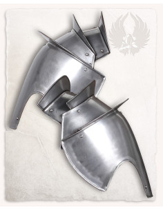 Medieval shoulder pads in polished steel Seraphim model