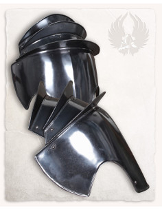 Medieval shoulder pads in aged steel Seraphim model