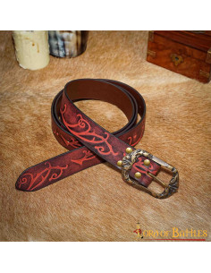Renaissance belt in embossed garnet leather 2