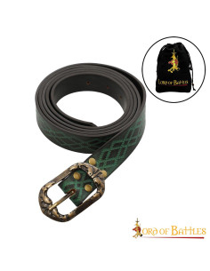 Renaissance belt in embossed green leather