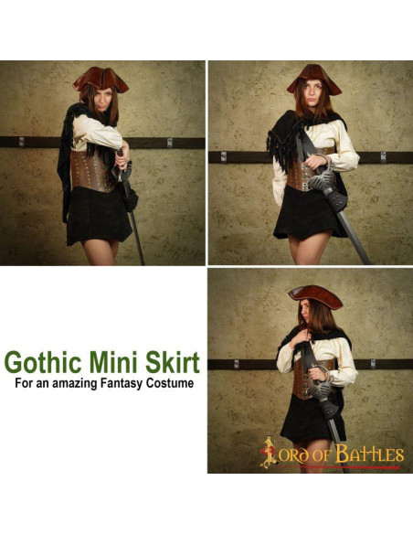 Gothic Suede Leather Skirt With Strings