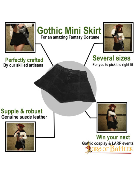Gothic Suede Leather Skirt With Strings