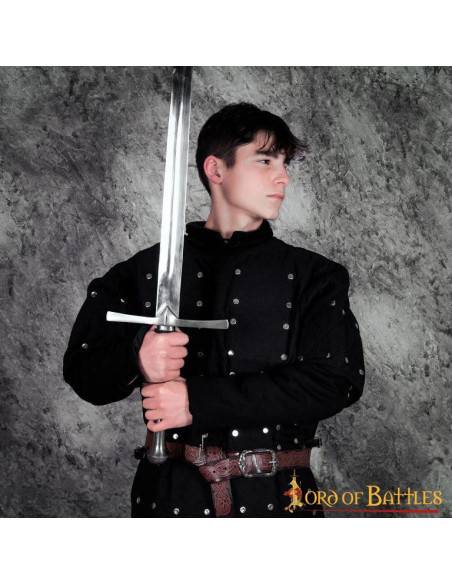 Black brigandine with riveted steel...