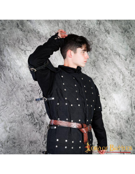 Black brigandine with riveted steel...