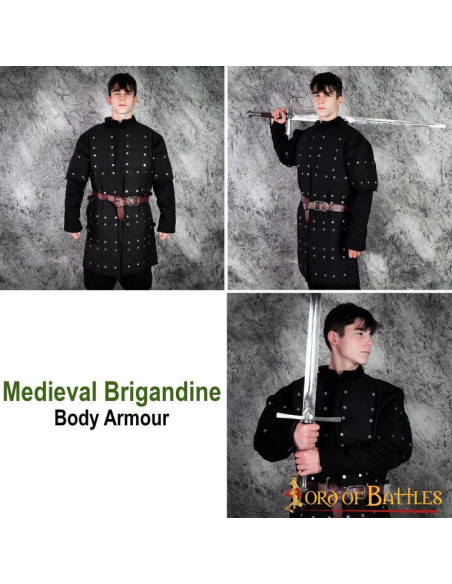 Black brigandine with riveted steel...