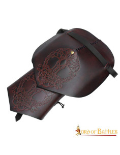 Viking leather pauldrons model Yggdrasil Mjolnir