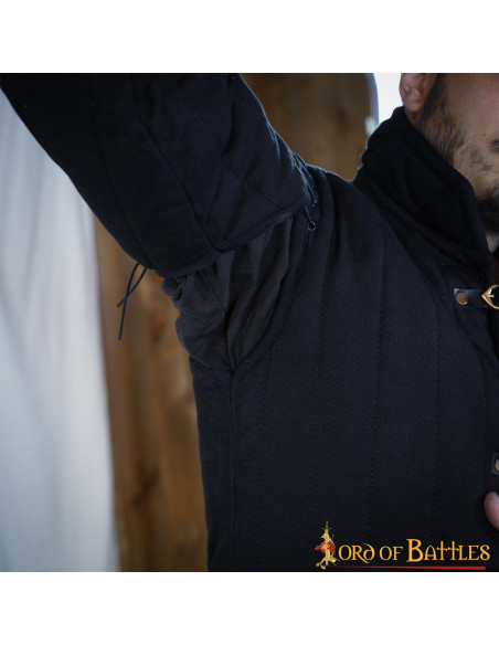 Padded medieval gambeson type 1, black