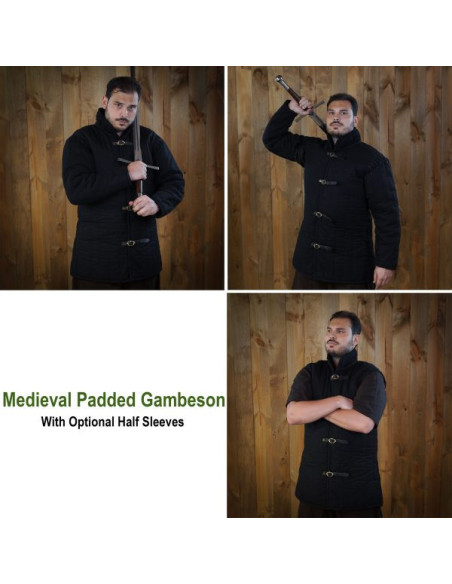 Padded medieval gambeson type 1, black