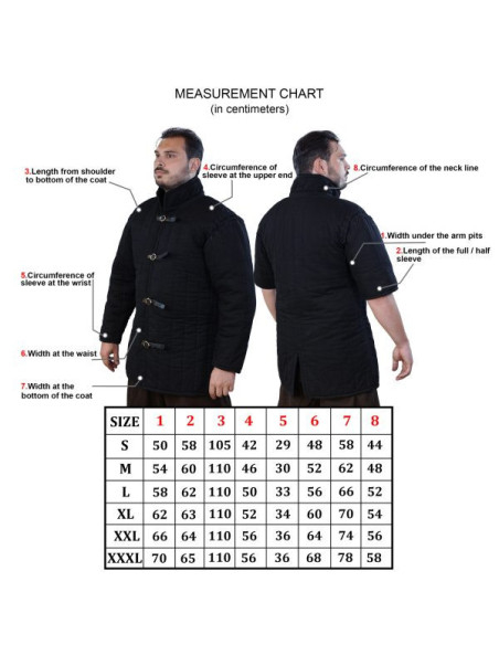 Padded medieval gambeson type 1, black