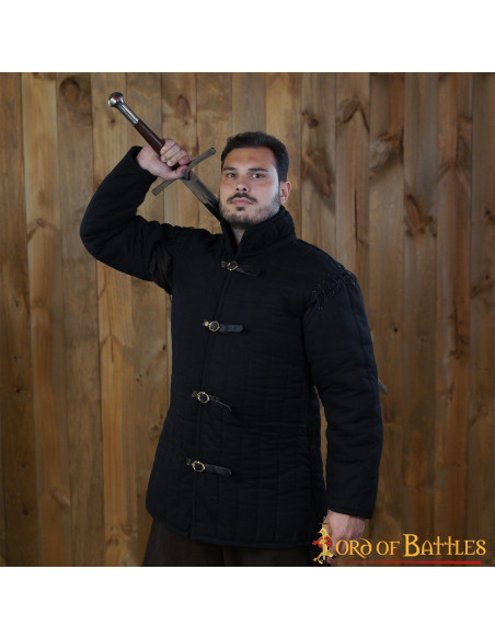 Padded medieval gambeson type 1, black