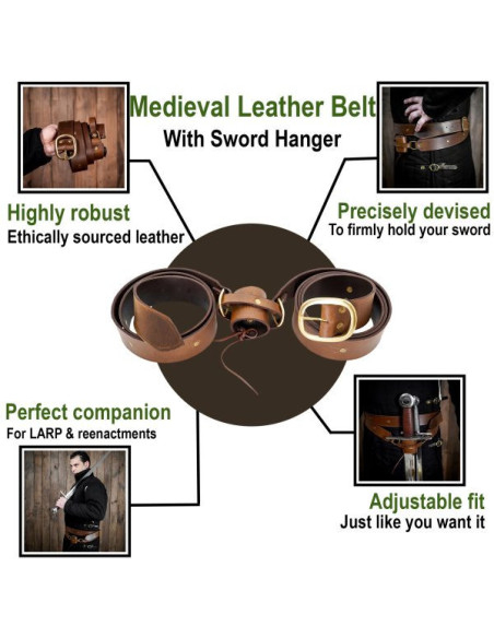 Medieval style brown leather belt... Medieval style brown leather belt...