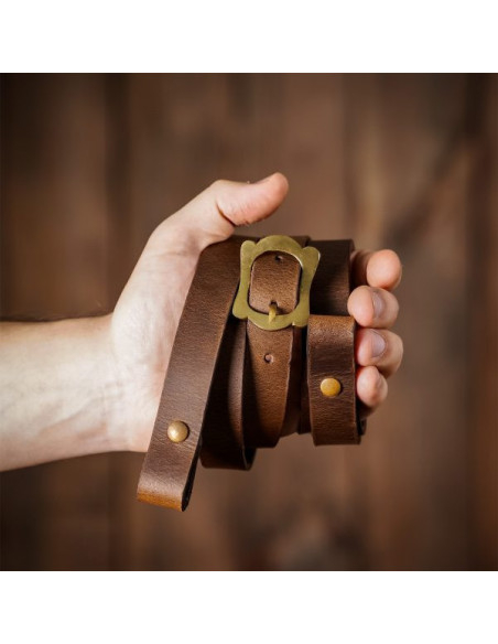 Brown leather belt to hang Roman...