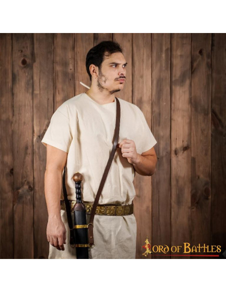 Brown leather belt to hang Roman...