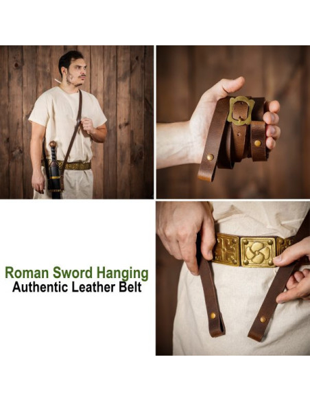 Brown leather belt to hang Roman...