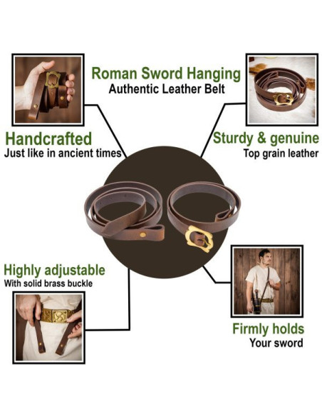Brown leather belt to hang Roman...