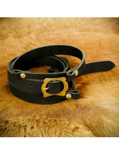 Black leather belt for hanging Roman sword Gladius