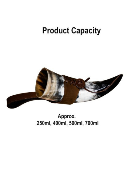 Viking drinking horn with leather...