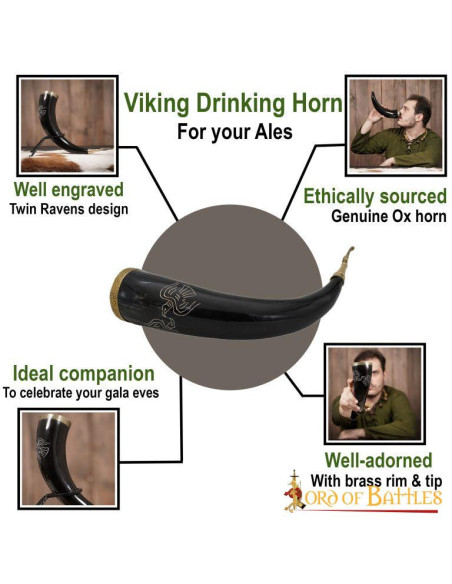 Viking drinking horn model Twin Ravens Viking drinking horn model Twin Ravens