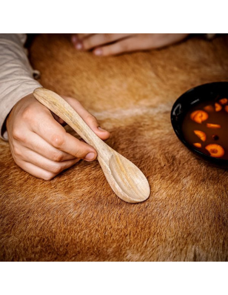 Functional wooden medieval spoon, 19 cm.