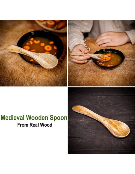 Functional wooden medieval spoon, 19 cm.
