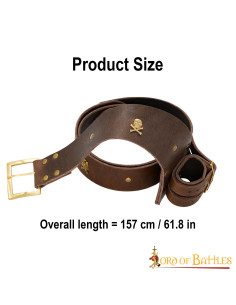 Skull pirate leather belt with baldric 2