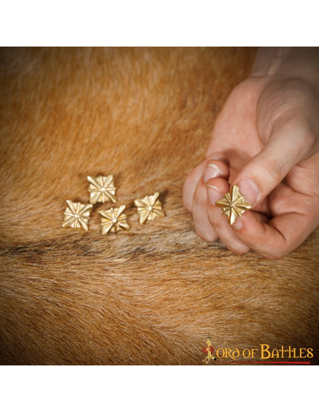 Set of 5 medieval mounts in solid brass