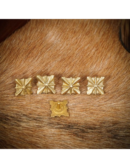 Set of 5 medieval mounts in solid brass