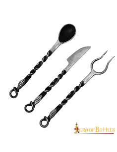 Set of medieval cutlery, fork, knife and spoon 2