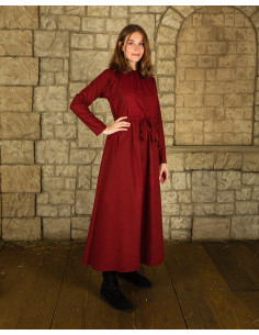 Medieval cotton dress model Wanda, burgundy