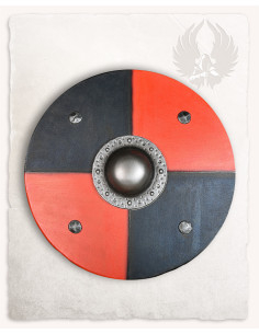 Round Viking shield Rorrik model, red-black