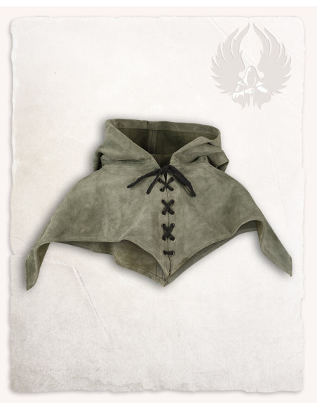 Medieval Suede Gugel Folke Model, Green Medieval Suede Gugel Folke Model, Green