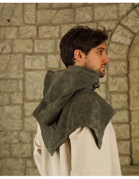 Medieval Suede Gugel Folke Model, Green Medieval Suede Gugel Folke Model, Green