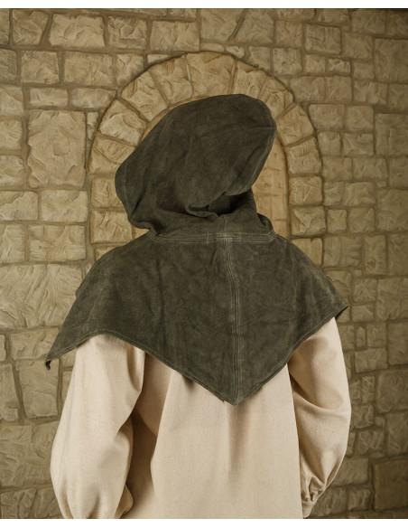 Medieval Suede Gugel Folke Model, Green Medieval Suede Gugel Folke Model, Green