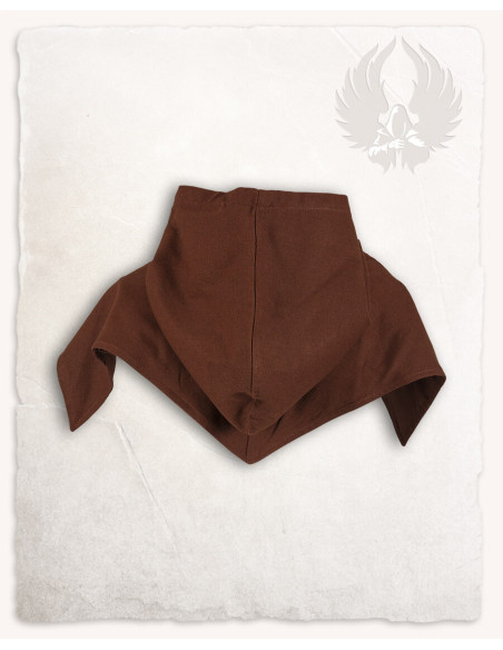 Medieval cotton gugel model Folke, brown