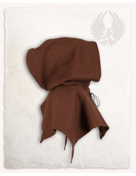 Medieval cotton gugel model Folke, brown